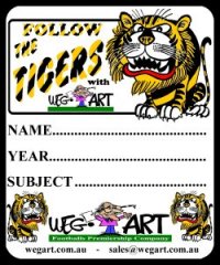6 x TIGERS SCHOOL BOOK STICKERS Includes POSTAGE